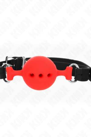 KINK - FULL SILICONE GAG 55 x 2 CM WITH 4.5 CM BALL SIZE M RED ADJUSTABLE 35-51 CM