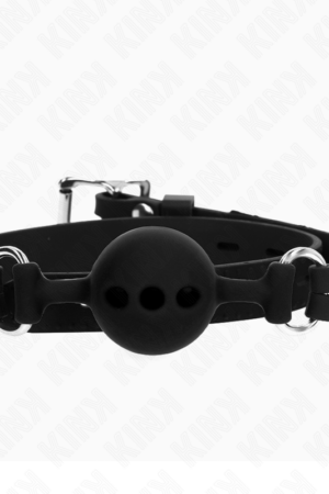 KINK - FULL SILICONE GAG 55 x 2 CM WITH 4 CM BALL SIZE S BLACK ADJUSTABLE 35-51 CM