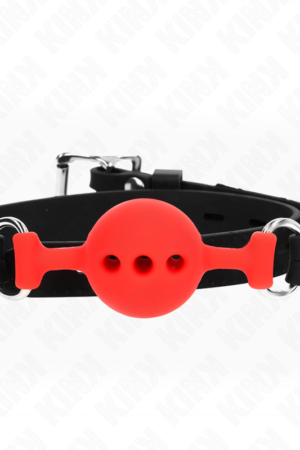 KINK - FULL SILICONE GAG 55 x 2 CM WITH 4 CM BALL SIZE S RED ADJUSTABLE 35-51 CM