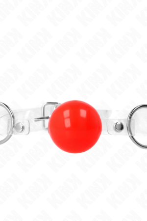 KINK - RED TRANSPARENT PVC BALL 4 CM GAG ADJUSTABLE