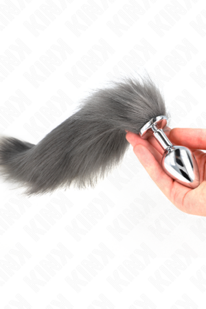 KINK - ANAL PLUG SIZE M 8 X 3.5 CM WITH SYNTHETIC TAIL 40 CM GREY AND WHITE