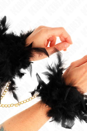 KINK - FEATHER HAND CUFFS WITH GOLD CHAIN MODEL 1