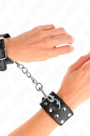 KINK - WRISTBANDS WITH DOUBLE LINE OF ADJUSTABLE STUDS BLACK