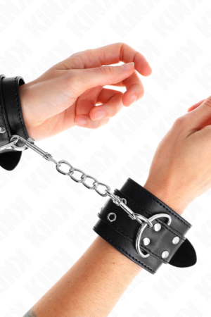 KINK - DOUBLE BUCKLE WRIST RESTRAINTS BLACK ADJUSTABLE 19-26 CM