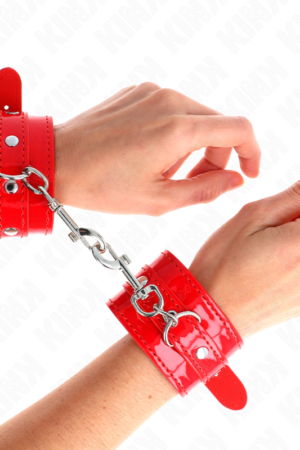 KINK - SHINY HAND CUFFS RED ADJUSTABLE 23-33 CM