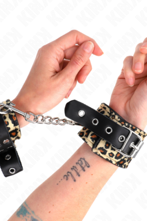 KINK - LEOPARD REAL LEATHER WRIST RESTRAINT ADJUSTABLE 18-29 CM X 5.5 CM
