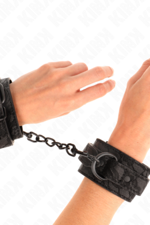 KINK - DARK LACE COVERED WRIST CUFFS ADJUSTABLE BLACK 19-26 CM