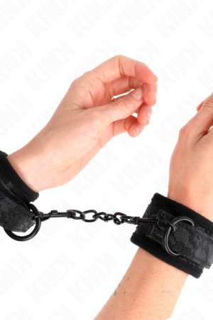 KINK - DARK LACE COVERED WRIST CUFFS NEOPRENE ADJUSTABLE BLACK 20-29 CM X 5 CM