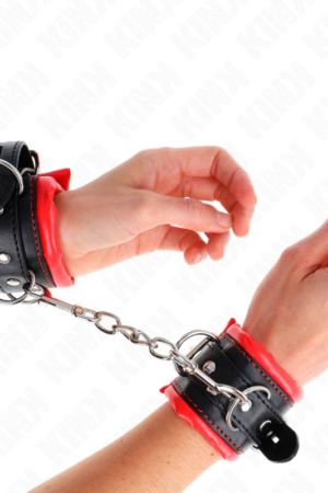 KINK - HEAVY WRIST RESTRAINTS WITH RED FUR LINED ADJUSTABLE 20-30 CM X 6 CM