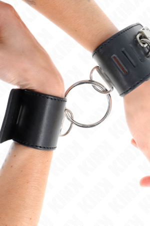 KINK - FIXED WRIST RESTRAINTS WITH RING AND PADLOCK CLOSURE BLACK ADJUSTABLE 16-23 CM X 5.5 CM