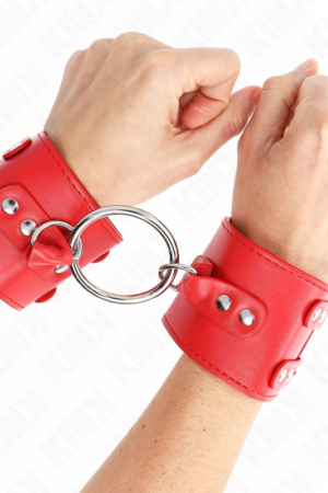 KINK - FIXED WRIST RESTRAINTS WITH RING AND STUDS ADJUSTABLE RED 17-22 CM X 6.5 CM
