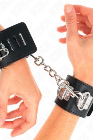 KINK - MULTIPOSITION WRIST RESTRAINTS WITH PADLOCK CLOSURE BLACK ADJUSTABLE 16-23 CM X 5.5 CM