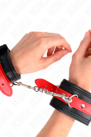 KINK - WRIST RESTRAINTS BLACK WITH RED BELT ADJUSTABLE 17-28 CM X 6 CM