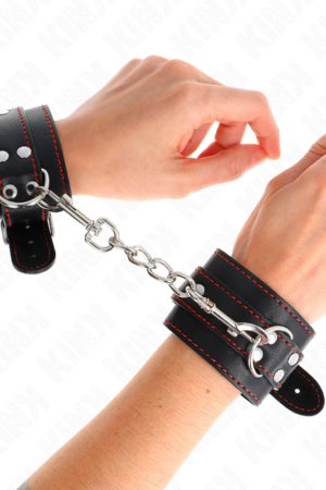 KINK - WRIST RESTRAINTS BLACK WITH RED LINING ADJUSTABLE 20-28 CM X 5.5 CM