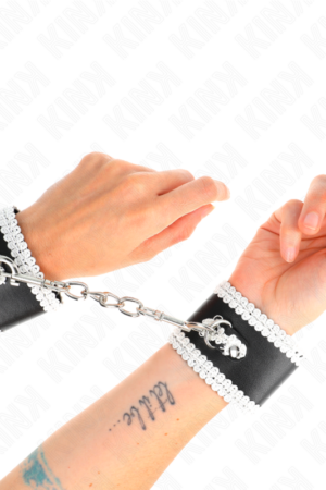 KINK - BLACK WRIST RESTRAINTS WITH WHITE DECORATE LACE ADJSUTABLE 20-23 CM X 5.5 CM