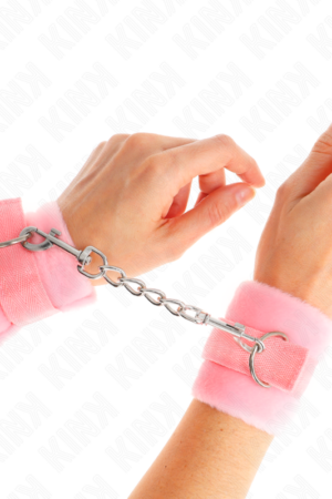 KINK - BEGINNER FUR HAND CUFFS PINK 30 X 7 CM