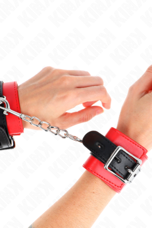KINK - WRIST RESTRAINTS RED WITH BLACK BELT ADJUSTABLE 17-28 CM X 6 CM