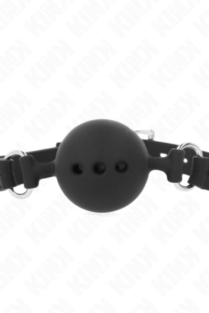 KINK - FULL SILICONE GAG 55 x 2 CM WITH 4.5 CM BALL SIZE M BLACK ADJUSTABLE 35-51 CM