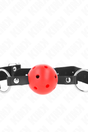 KINK - BREATHABLE BALL 4 CM GAG WITH DOUBLE RIVET RED 62.5 x 2.5 CM ADJUSTABLE 42-58 CM