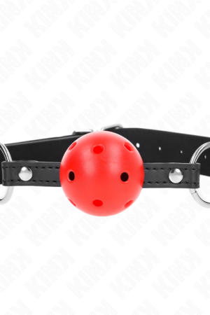 KINK - BREATHABLE BALL 4 CM GAG WITH DOUBLE RIVET LEATHER 62.5 x 2.5 CM ADJUSTABLE 42-58 CM