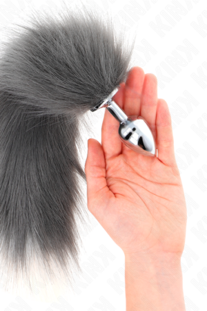 KINK - ANAL PLUG SIZE S 7 X 3 CM WITH SYNTHETIC TAIL 40 CM GREY AND WHITE