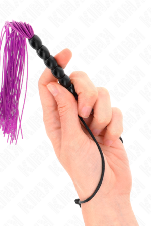 KINK - MINI SILICONE WHIP WITH 6 PURPLE BEADS 26 CM