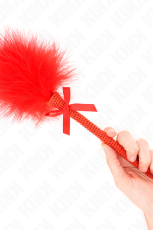 KINK - NYLON ROPE WAND WITH TICKLE FEATHERS AND RED BOW 25 CM