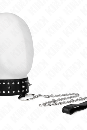 KINK - NECKLACE WITH LEASH 65 CM WITH SILVER STUDS MODEL 1 ADJUSTABLE 36-43 CM X 5 CM
