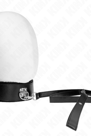 KINK - NECKLACE WITH LEASH 116 CM WITH SILVER STUDS MODEL 4 BLACK ADJUSTABLE 40-48 CM X 6 CM