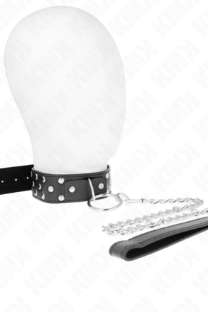 KINK - RING RIVET STRAP NECKLACE WITH BELT 65 CM BLACK ADJUSTABLE 36-50 CM X 3.8 CM