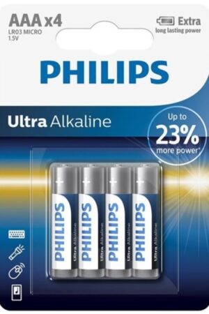 PHILIPS - ULTRA ALKALINE BATTERY AAA LR03 4 UNIT
