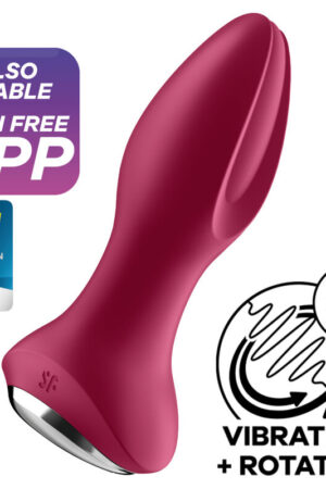 SATISFYER ROTATOR PLUG 2+ VIBRATING PLUG APP - RED