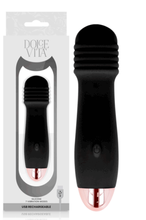 DOLCE VITA - RECHARGEABLE VIBRATOR THREE BLACK 7 SPEED