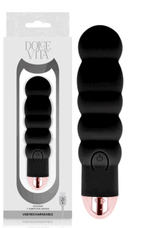 DOLCE VITA - RECHARGEABLE VIBRATOR SIX BLACK 7 SPEEDS