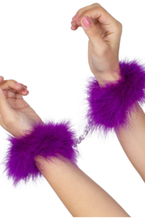 SECRETPLAY - PURPLE MARABOU HANDCUFFS
