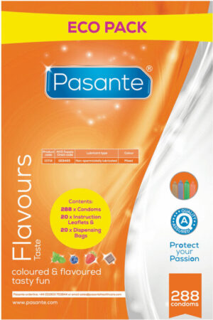 PASANTE - CONDOMS ECO PACK FLAVORS BAG 288 UNITS