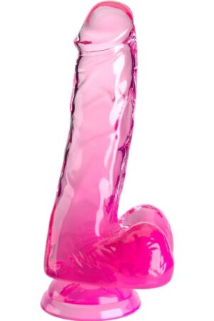 KING COCK - CLEAR PENE REALÍSTICO CON TESTÍCULOS 13.5 CM ROSA