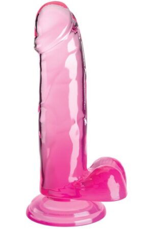 KING COCK - CLEAR REALISTIC PENIS WITH BALLS 15.2 CM PINK
