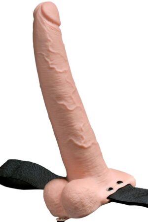 FETISH FANTASY SERIES - ADJUSTABLE HARNESS REALISTIC PENIS WITH BALLS RECHARGEABLE AND VIBRATOR 23 CM