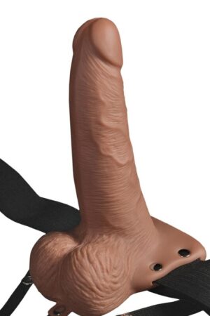 FETISH FANTASY SERIES - ADJUSTABLE HARNESS REALISTIC PENIS WITH RECHARGEABLE TESTICLES AND VIBRATOR 15 CM