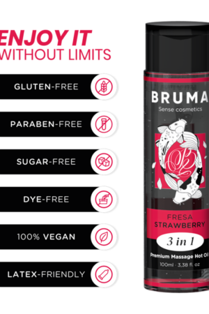 BRUMA - PREMIUM MASSAGE HOT OIL STRAWBERRY 3 IN 1 - 100 ML