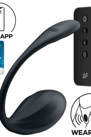 SATISFYER - RIBBED PETAL G POINT STIMULATOR REMOTE CONTROL BLACK FREE APP