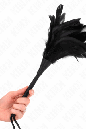 KINK - BLACK MAIDS HORN SHAPED TICKLE CHICKEN FEATHERS 36 CM
