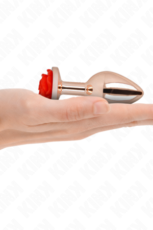 KINK - PINK GOLD ANAL PLUG WITH RED ROSE M
