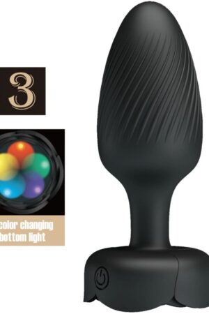 PRETTY LOVE - OSBORN ANAL PLUG WITH  LED LIGHT BLACK 9.8 CM