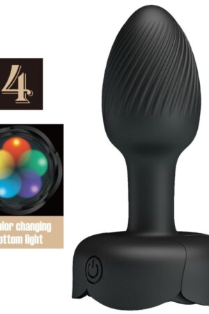PRETTY LOVE - OLMAN ANAL PLUG WITH  LED LIGHT BLACK 8.8 CM