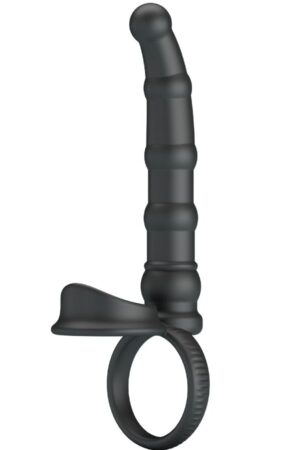 PRETTY LOVE - TATUM VIBRATING PENIS RING WITH PLUG 10 VIBRATIONS BLACK