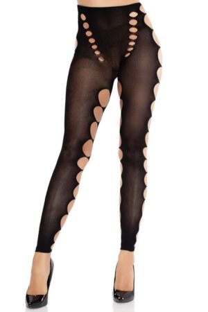 LEG AVENUE - SEAMLESS OPAQUE STOCKINGS WITH CUTOUT AT THE FEET BLACK