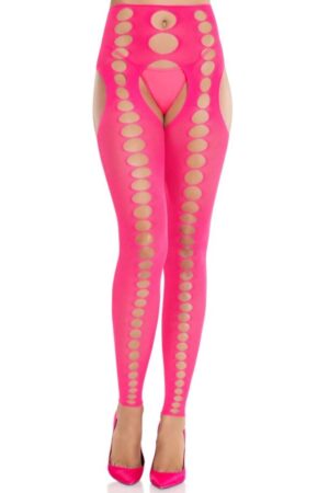 LEG AVENUE - STRAPLESS AND SEAMLESS OPAQUE STOCKINGS NEON PINK