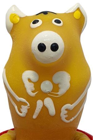 CONDOMERIE - HANDPAINTED NOVELTY CONDOMS PIG SITTING YELLOW